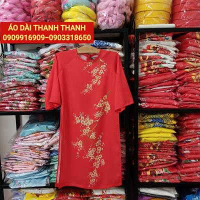 ÁO DÀI BÉ GÁI HỌA TIẾT HOA ĐÀO